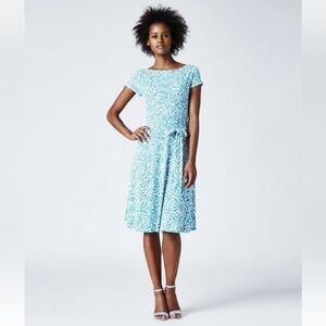 Leota NY 'Ilana Dress' Full Bloom Aqua Print Sz S - Reversible Style NWT